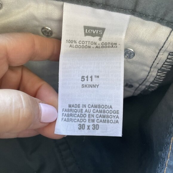 Levi's 511 Slim Straight Jeans Men’s 30x30 Gray Denim White Tab 100% Cottton EUC - Picture 10 of 10